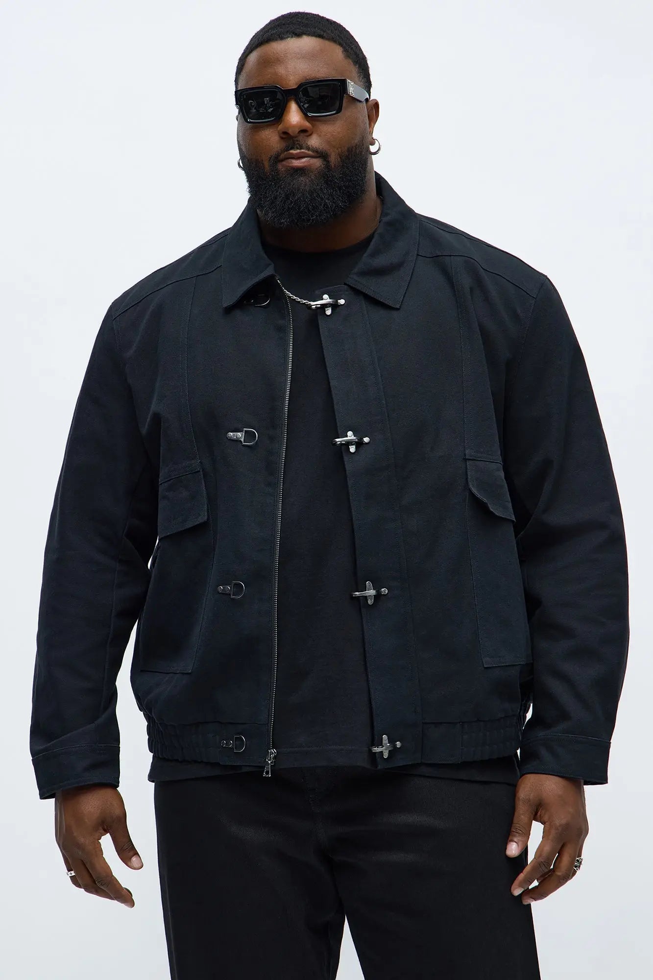 Relaxed Canvas Fireman Clasp Jacket - Black Wash