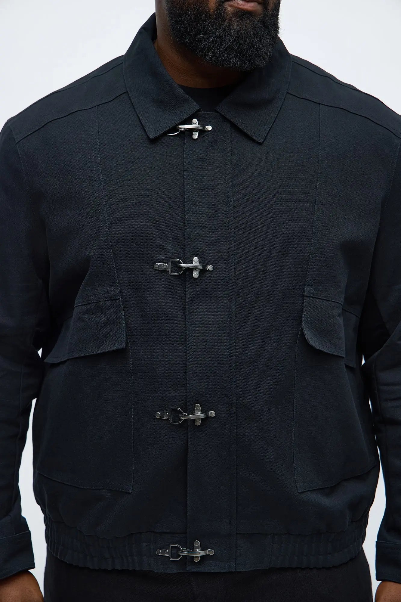 Relaxed Canvas Fireman Clasp Jacket - Black Wash