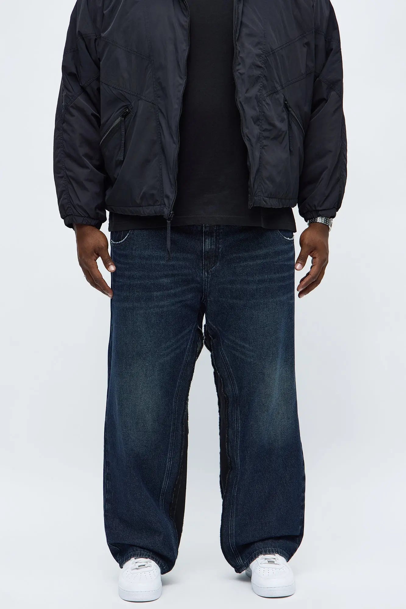 Baggy Double Waist Two Tone Jean - Indigo