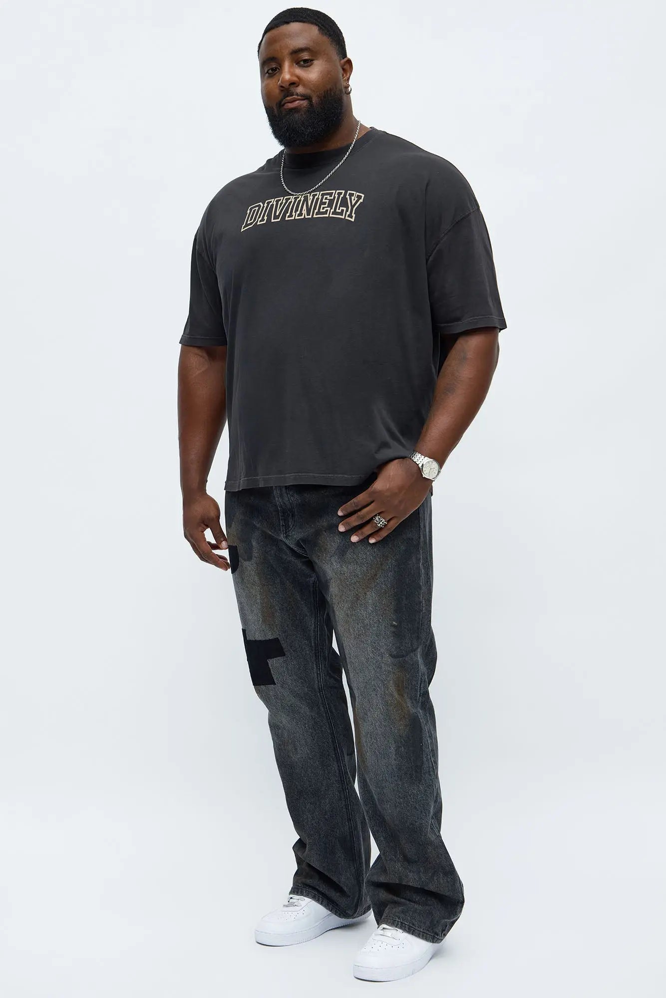 Divinely Protected Oversized Short Sleeve Tee - Black Wash