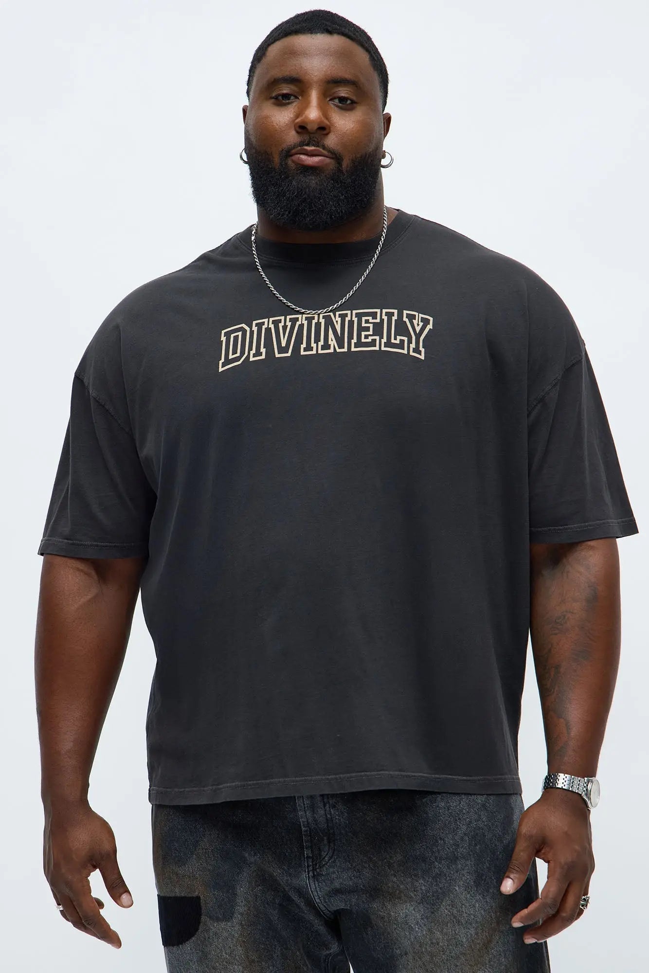 Divinely Protected Oversized Short Sleeve Tee - Black Wash