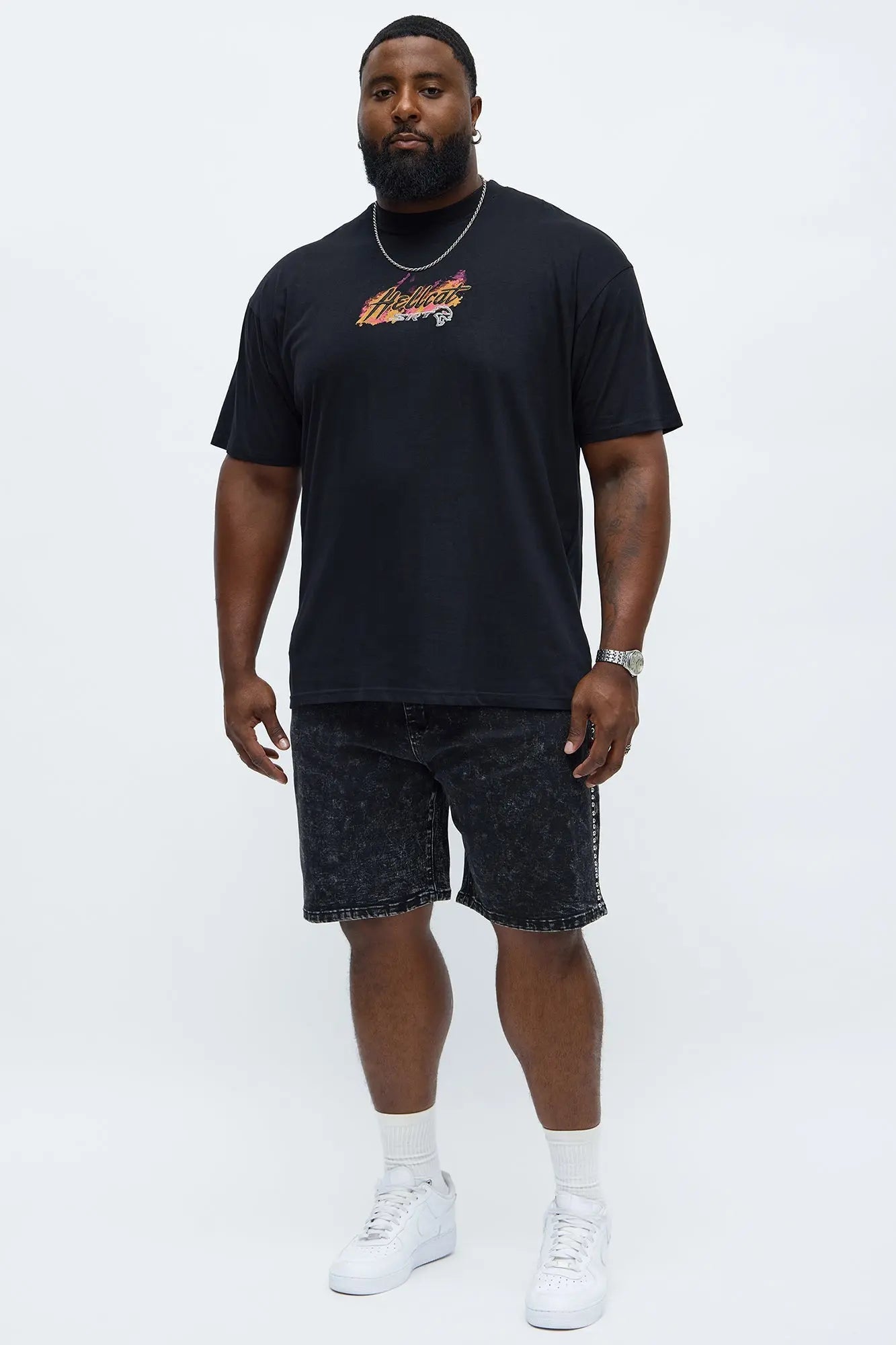 Slim Grindin Studded Denim Short - Black Wash