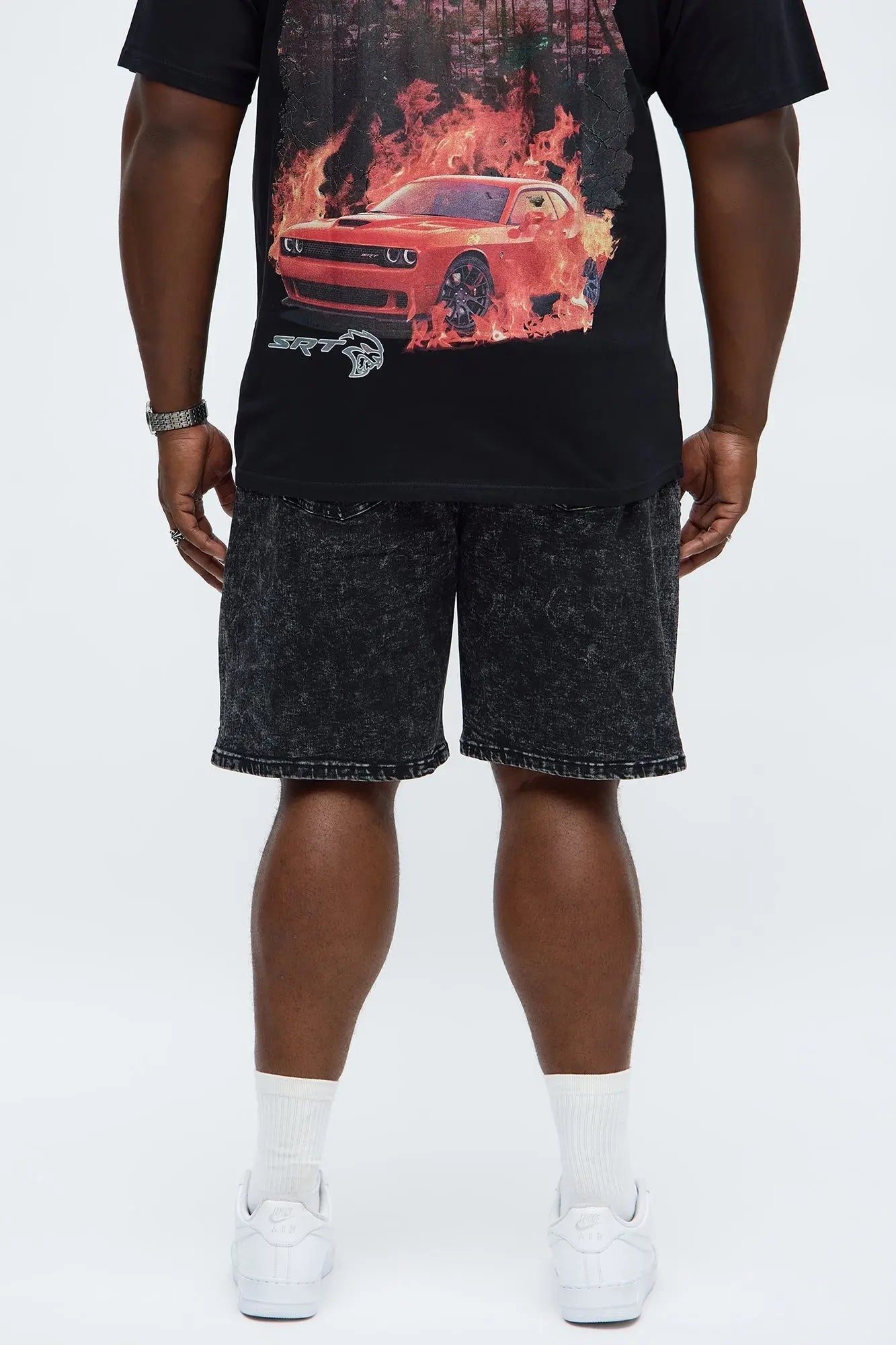 Slim Grindin Studded Denim Short - Black Wash