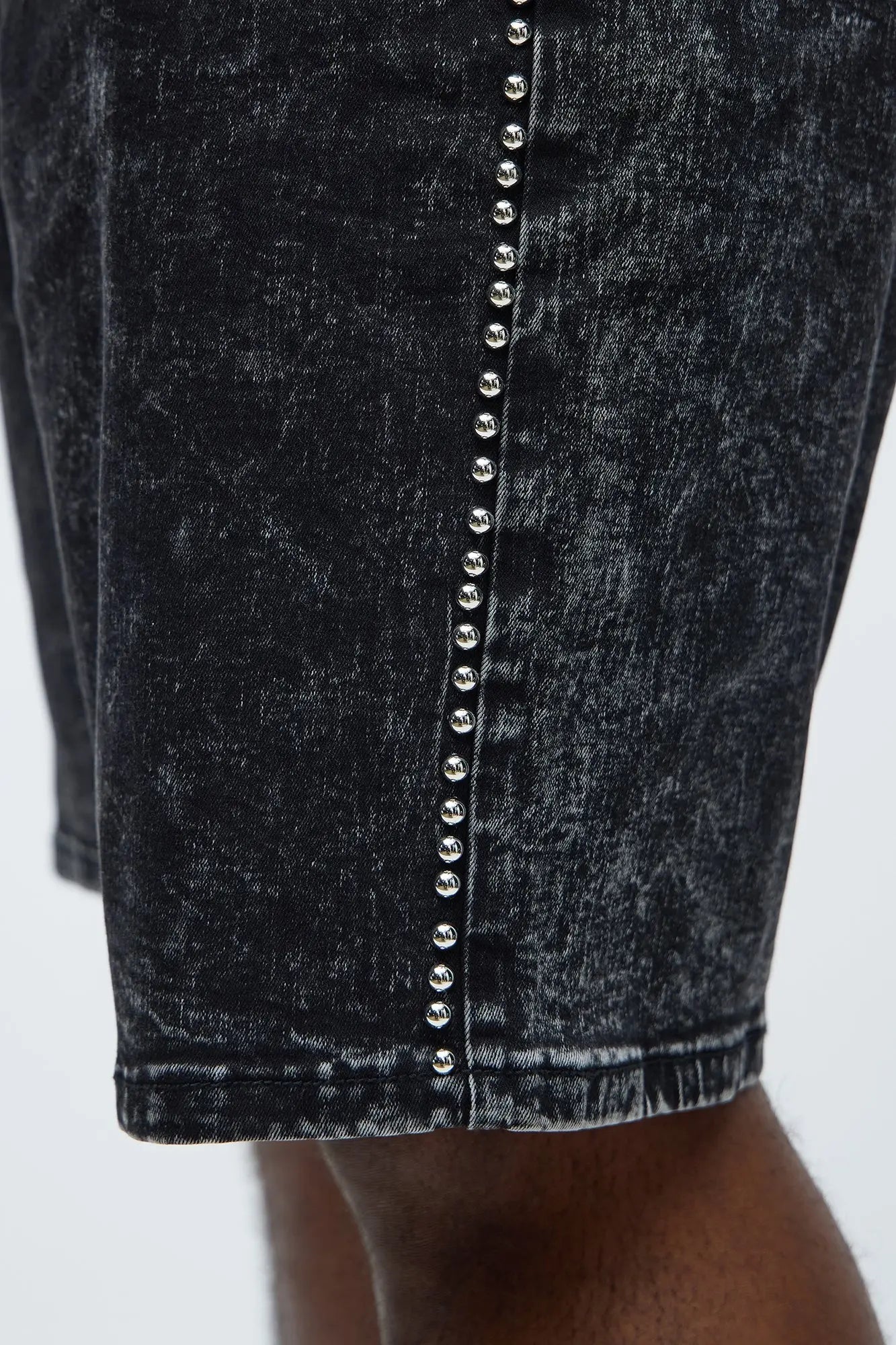 Slim Grindin Studded Denim Short - Black Wash