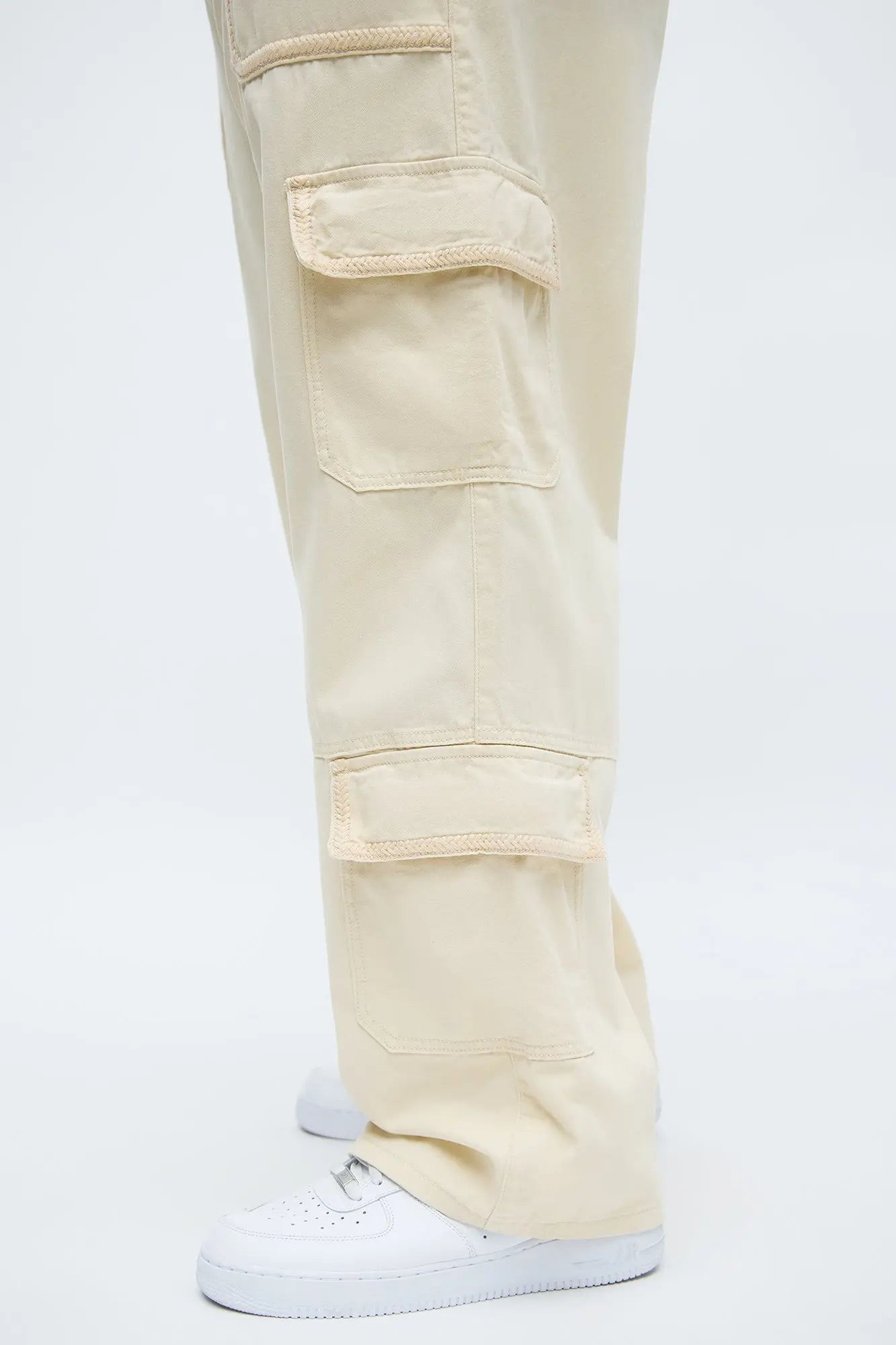 Baggy Chain Stitch Cargo Pant - Khaki