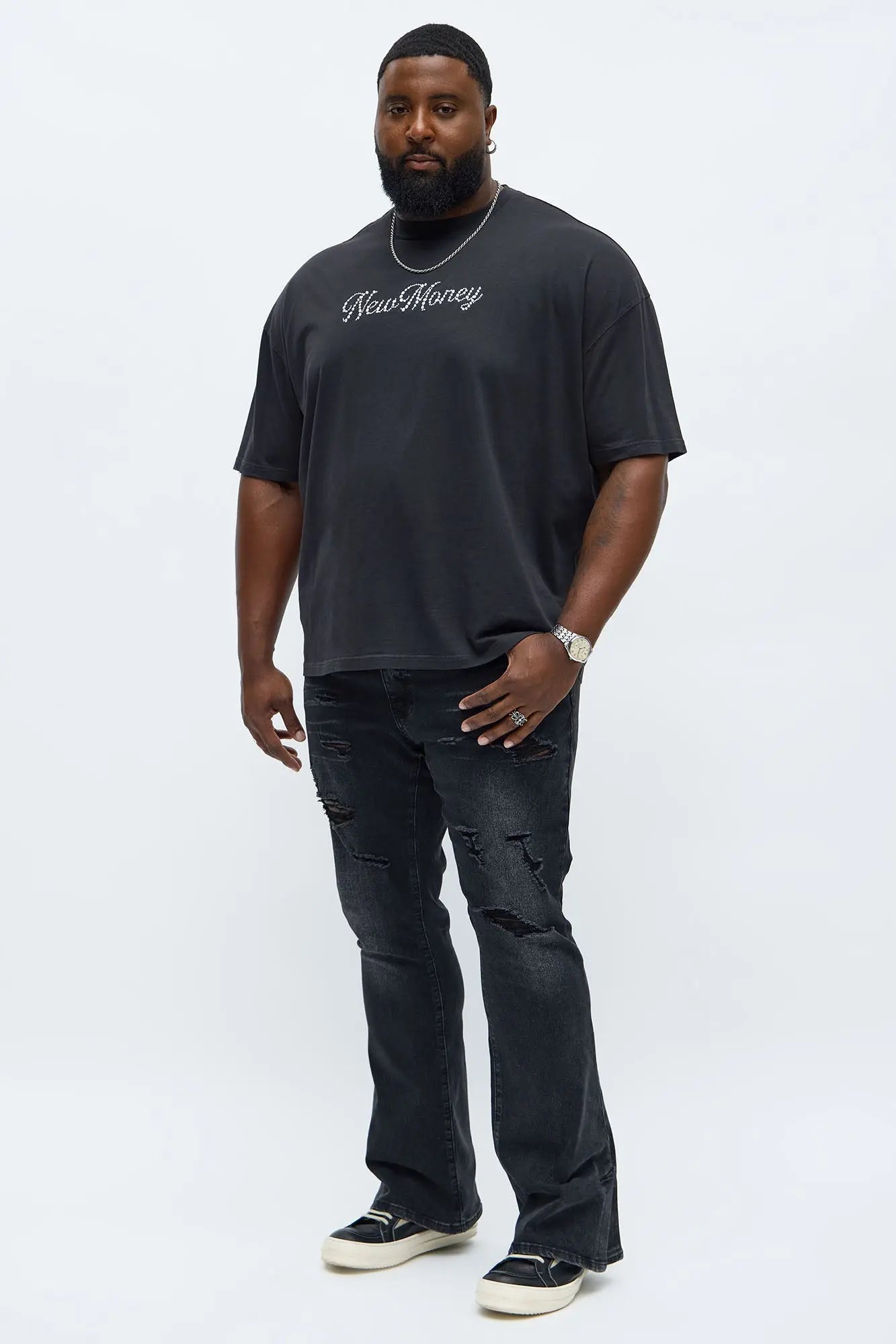New Money Oversized Short Sleeve Tee - Black Wash