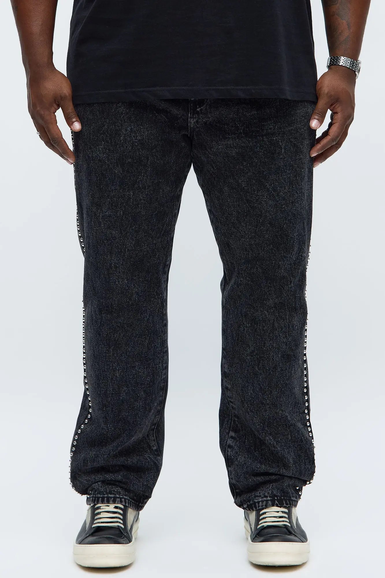 Slim Grindin Studded Jean - Black Wash