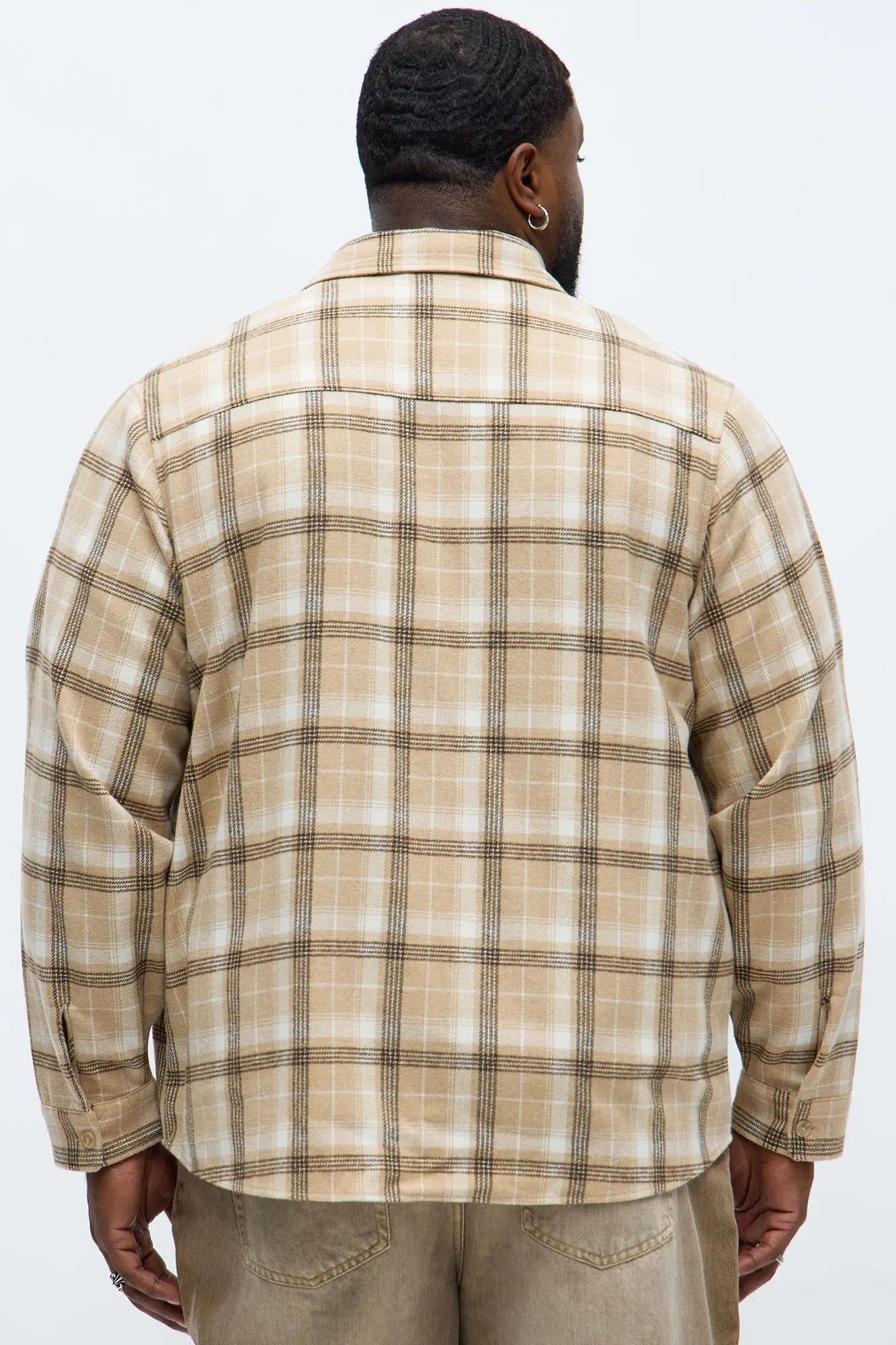 Hardware Detail Cargo Button Up Shirt - Beige