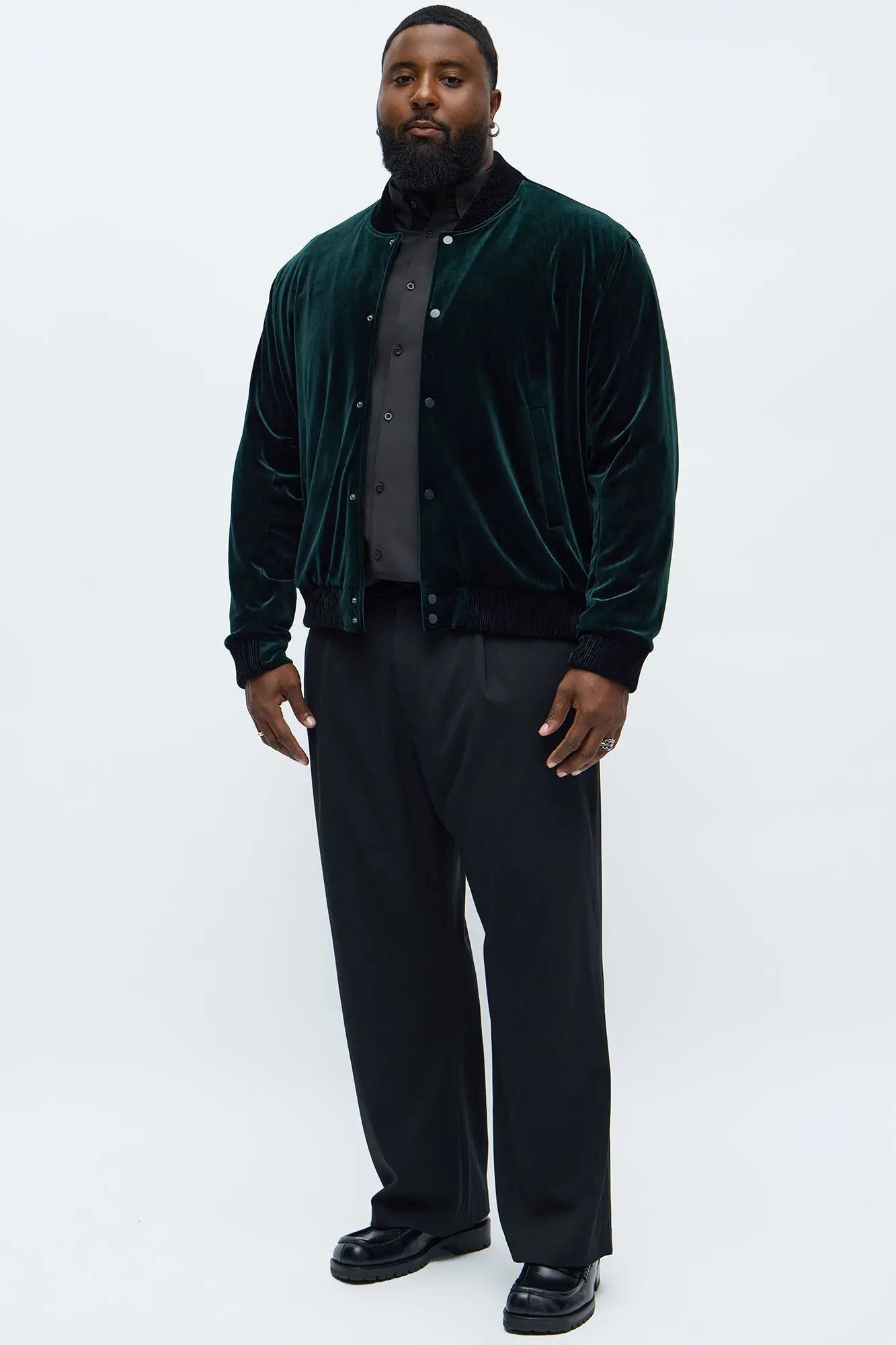 Elevated Velvet Bomber Jacket - Green