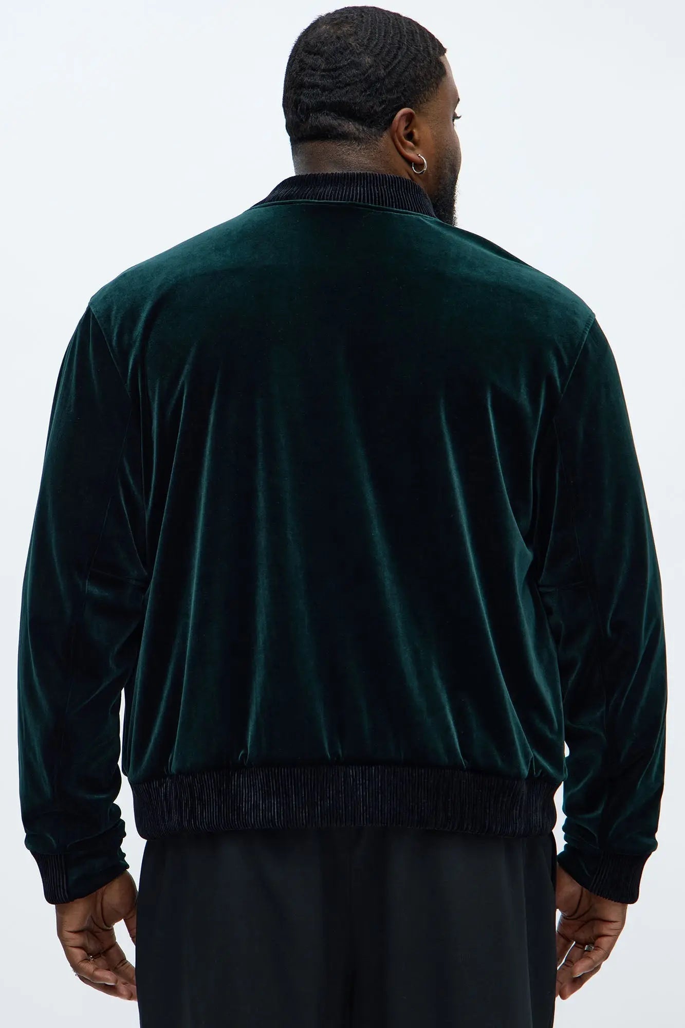 Elevated Velvet Bomber Jacket - Green