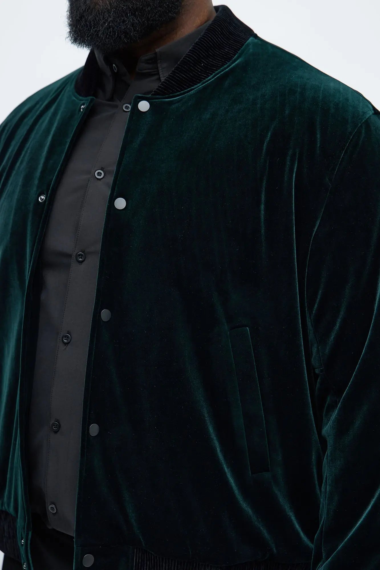 Elevated Velvet Bomber Jacket - Green