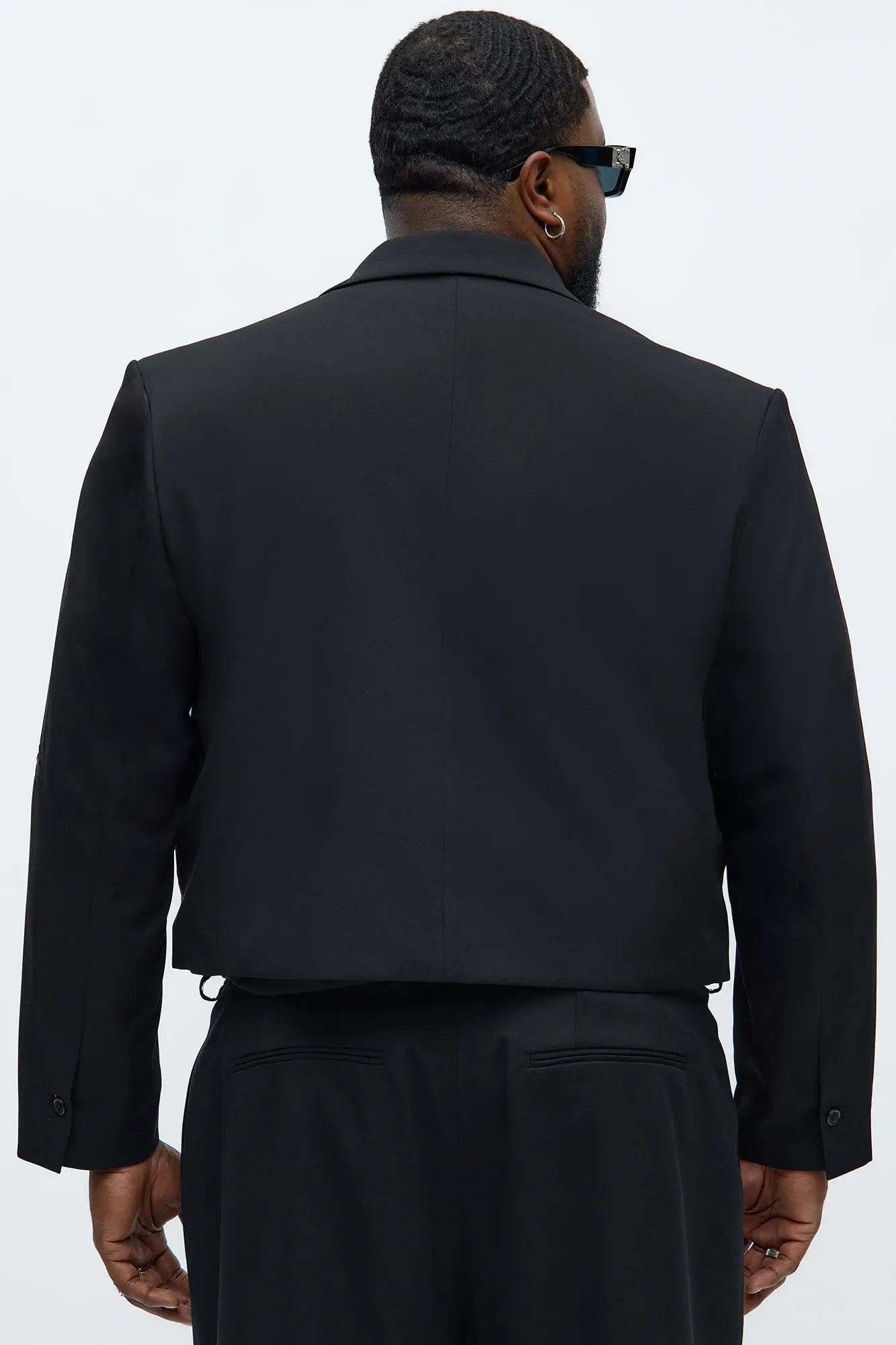 Gabardine Super Cropped Single Breaster Blazer - Black