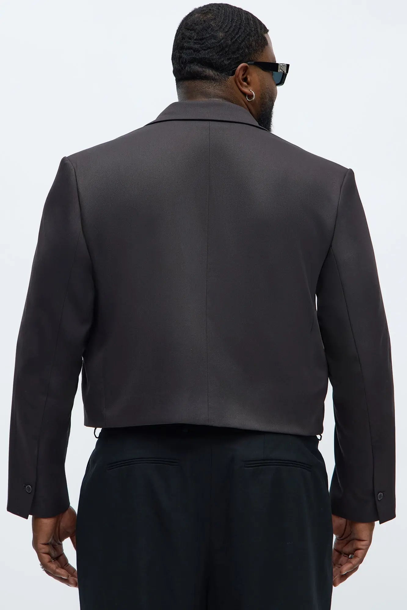 Gabardine Super Cropped Single Breaster Blazer - Brown