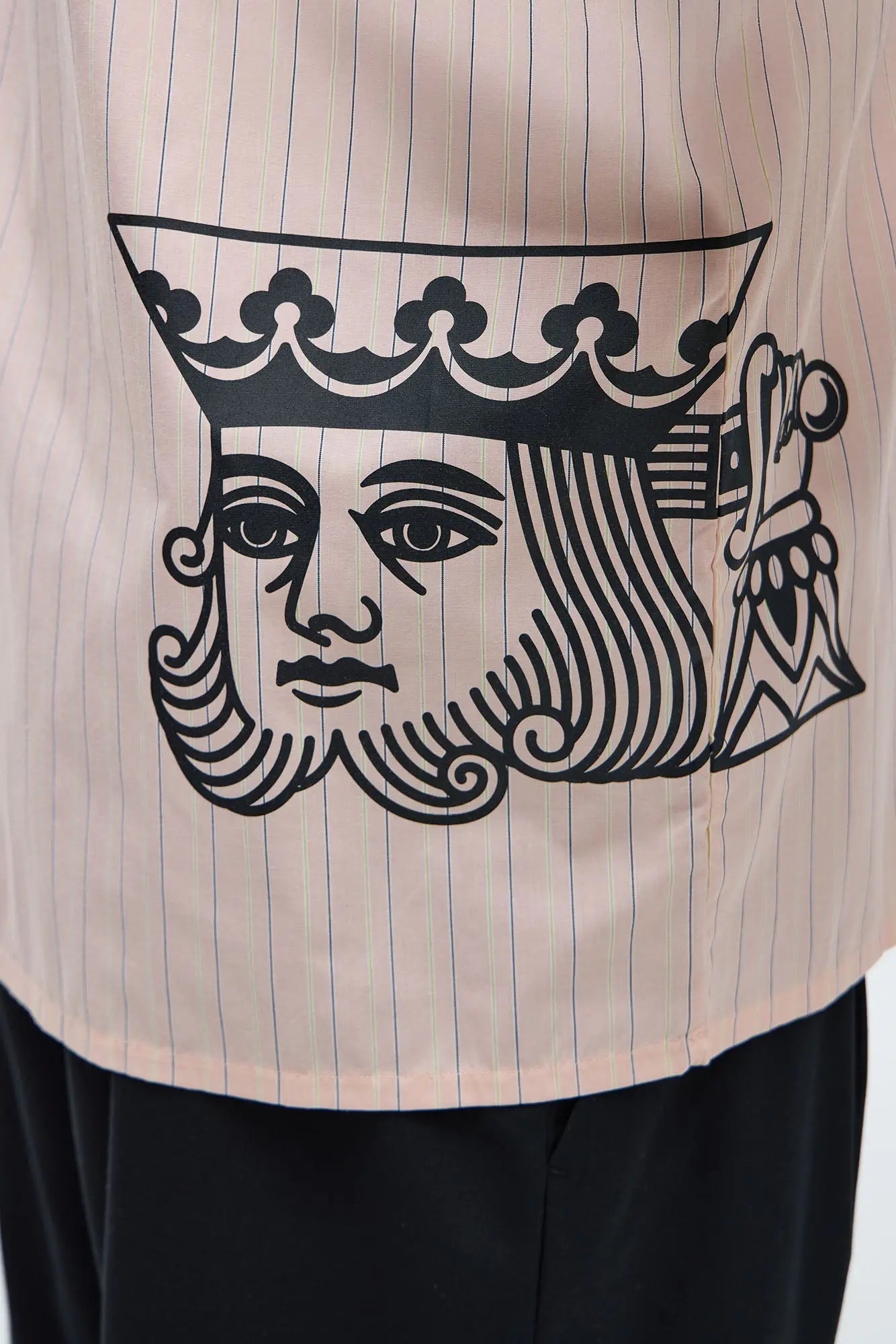 Oversized Graphic Printed Long Sleeve Button Up Shirt - Pink/combo