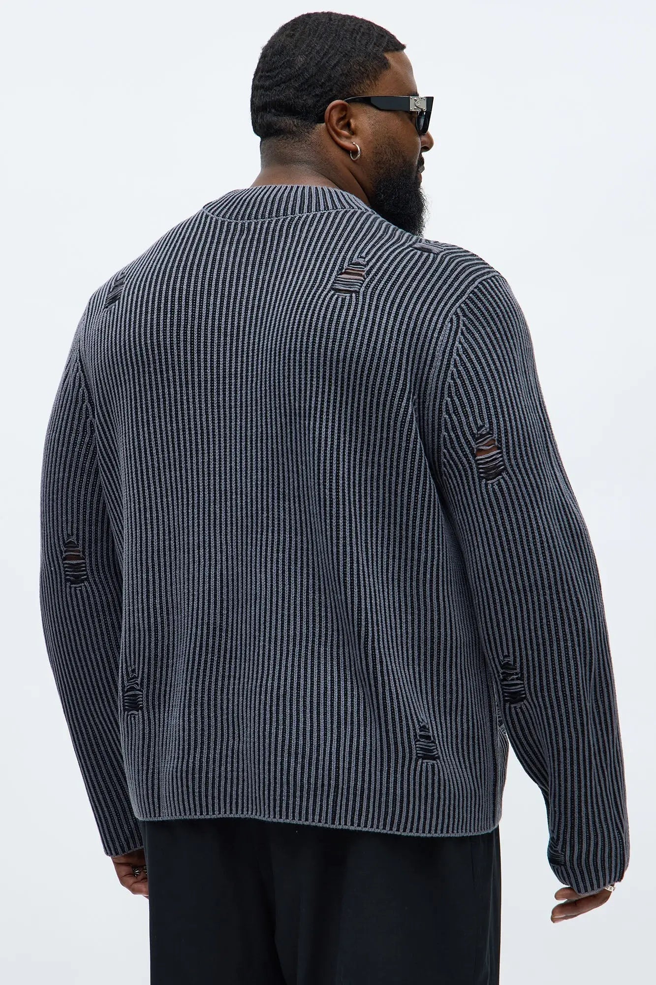 Cedarwood Distressed Mockneck Sweater - Black/combo