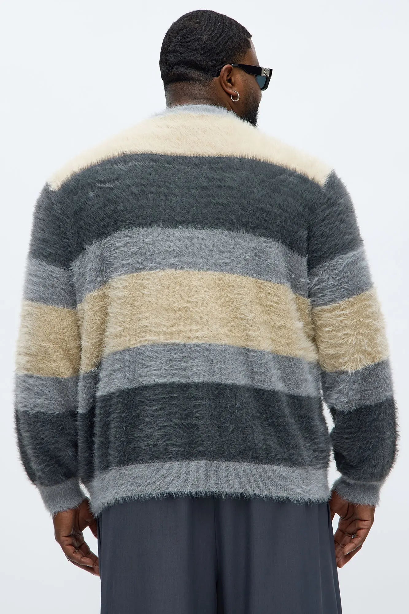 Chai And Charcoal Mohair Cardigan - Blue/combo