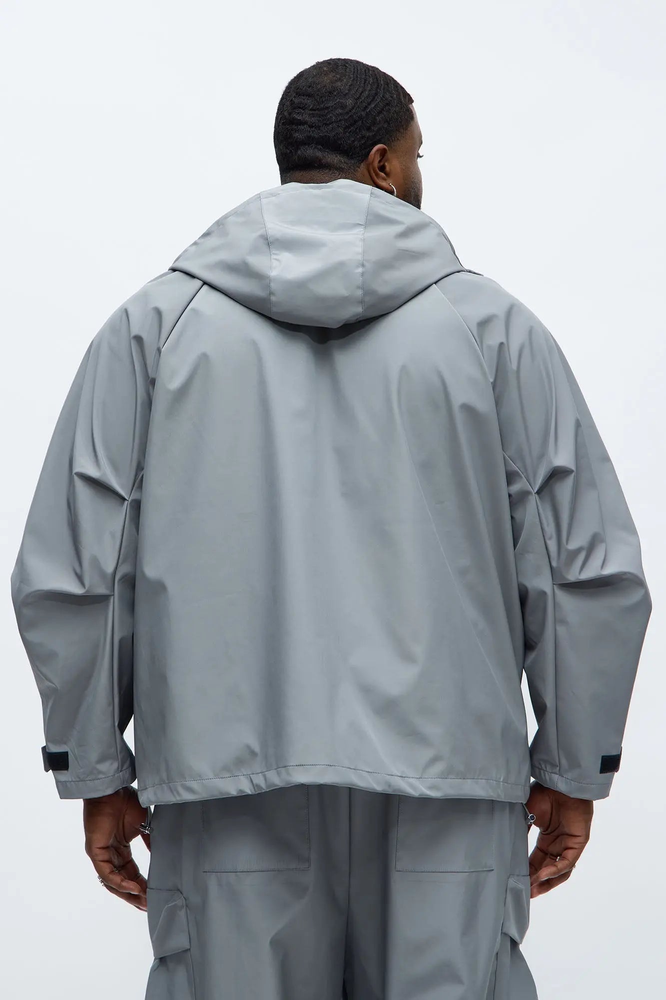 Relaxed Peak Hooded Tech Zip Jacket - Grey