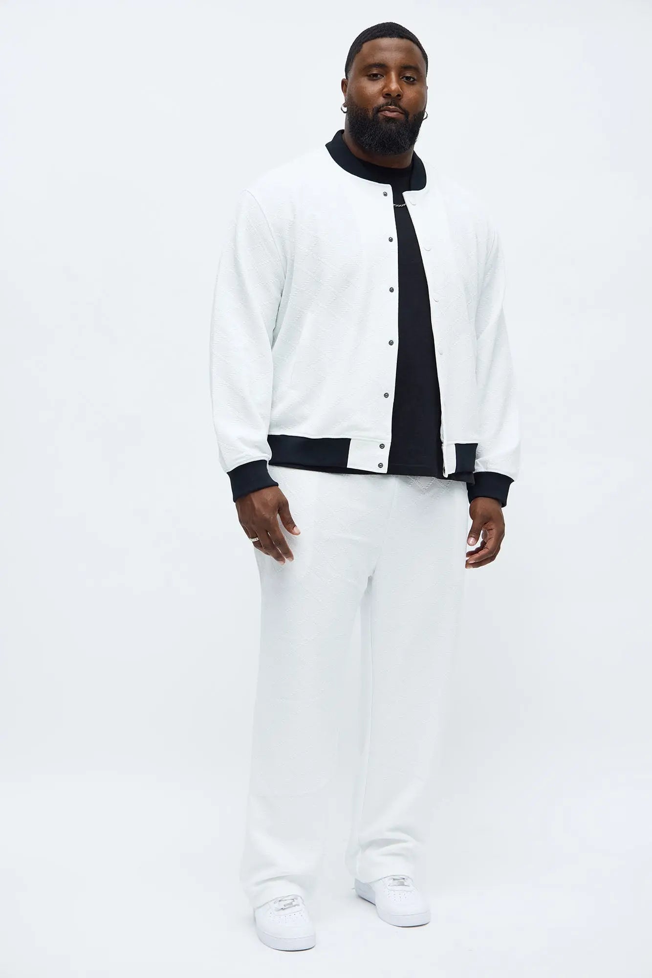Duke Textured Bomber Jacket - Off White