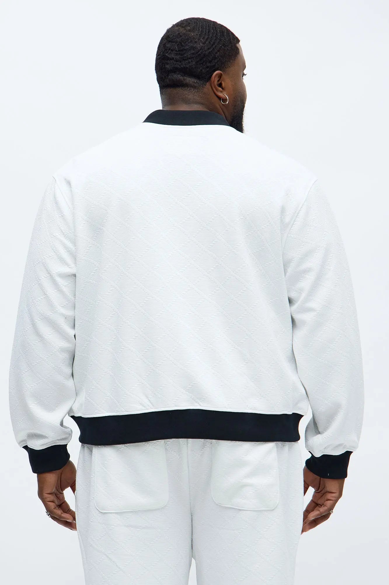 Duke Textured Bomber Jacket - Off White