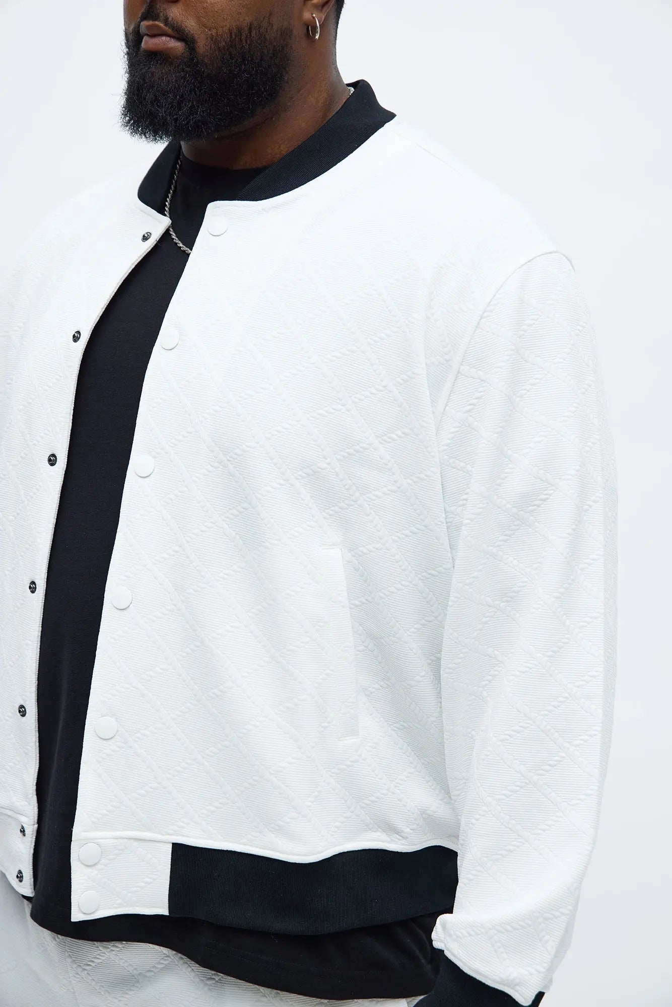 Duke Textured Bomber Jacket - Off White