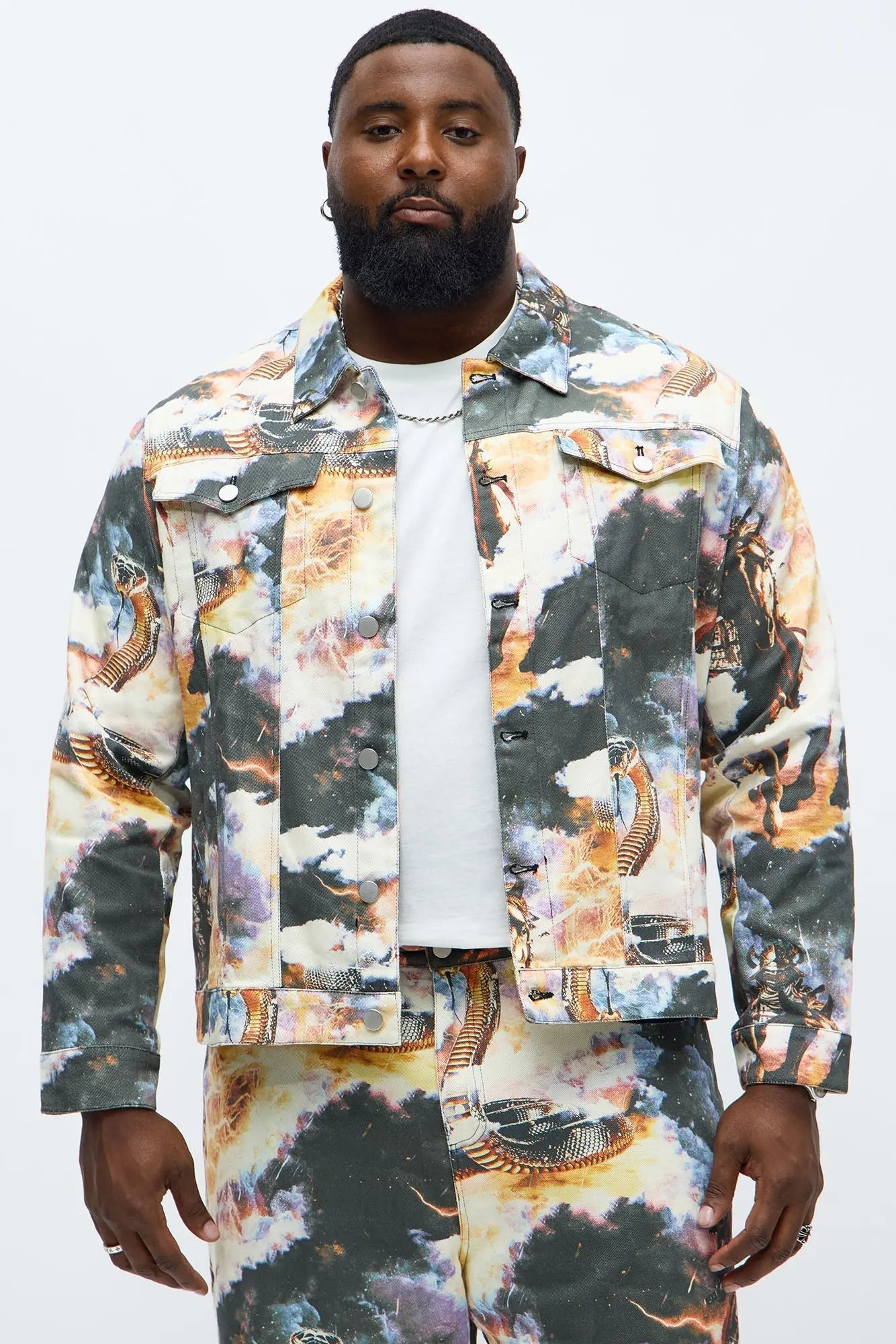 Printed Guardian Trucker Jacket - Multi Color