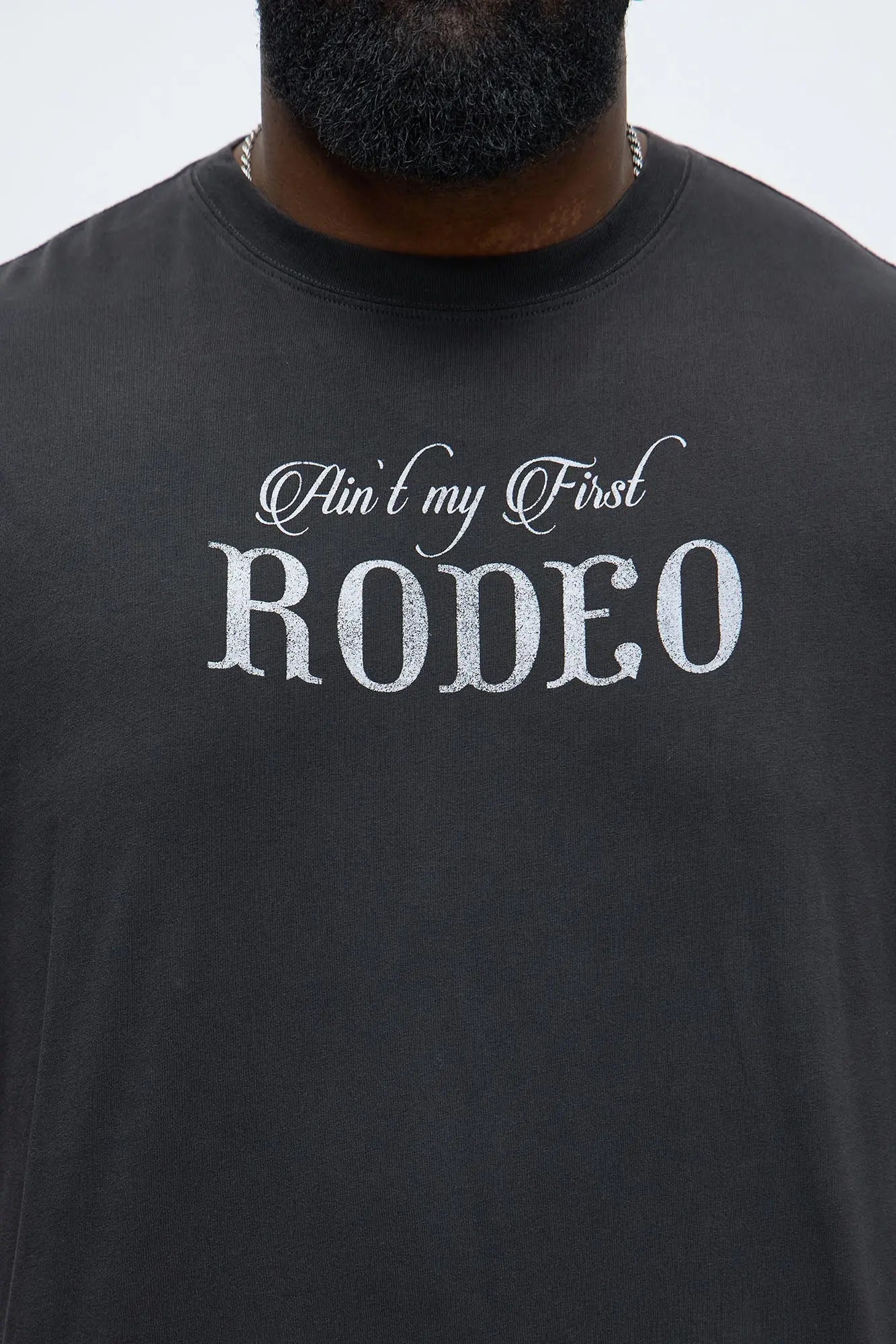 Rodeo Embroidered Oversized Short Sleeve Tee - Black Wash