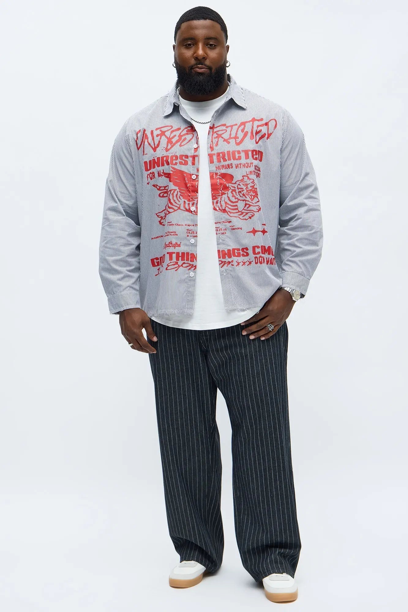 Baggy Pinstripe Jean - Grey