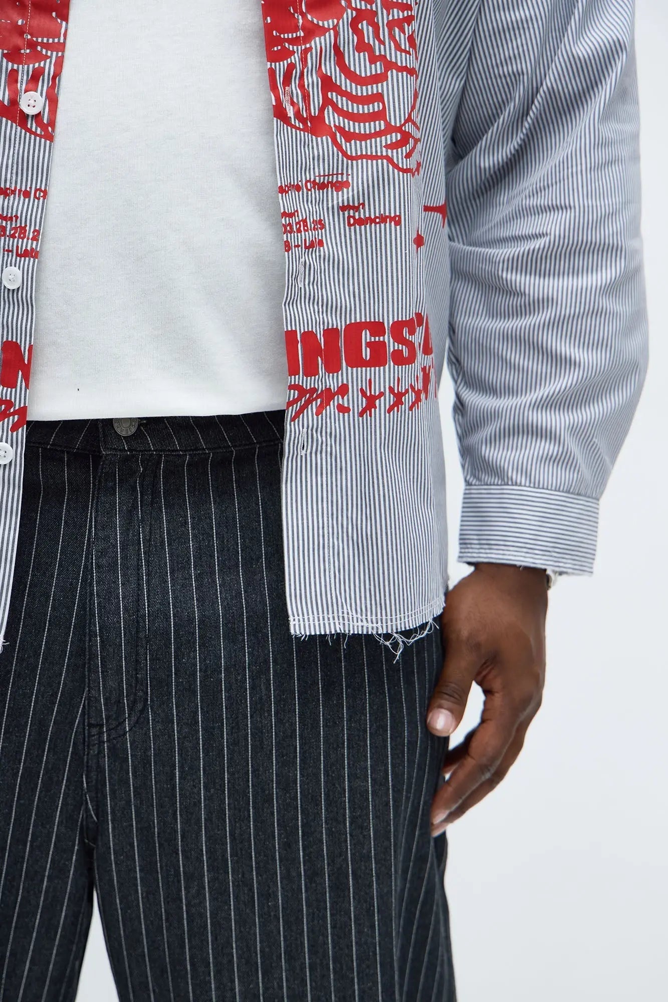 Baggy Pinstripe Jean - Grey